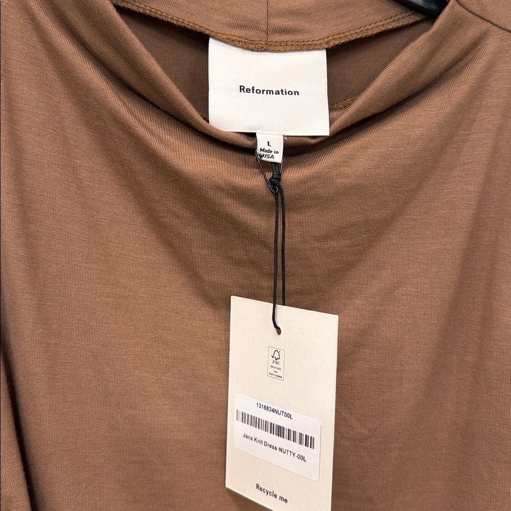 Reformation Jana Knit Dress in Nutty Brown - size Large - $128 MSRP - Picture 3 of 5